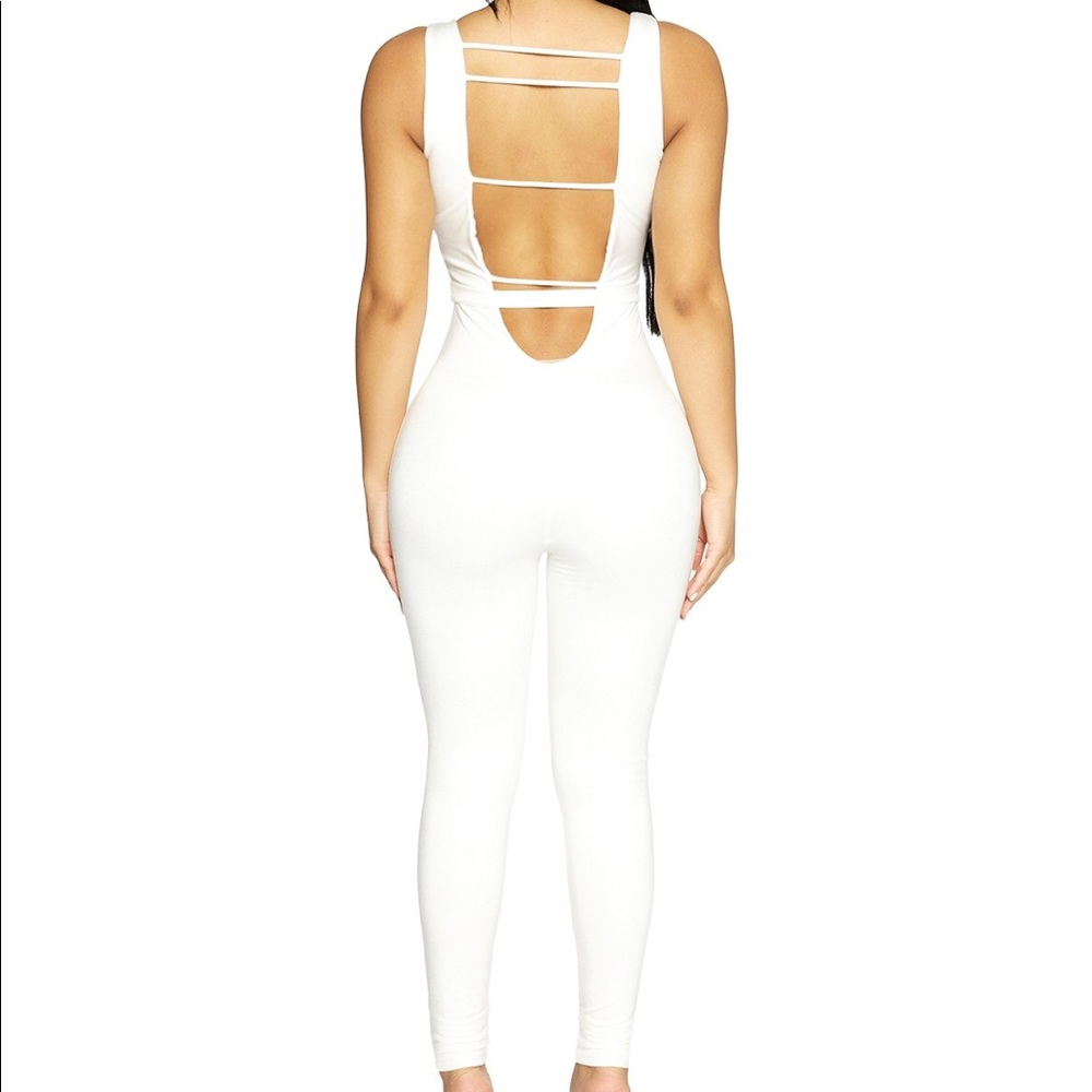 Naked Wardrobe White Strappy Back Jumpsuit